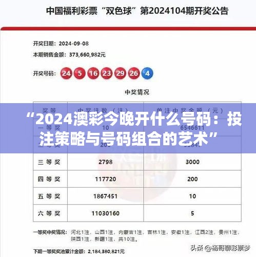 “2024澳彩今晚開什么號(hào)碼：投注策略與號(hào)碼組合的藝術(shù)”