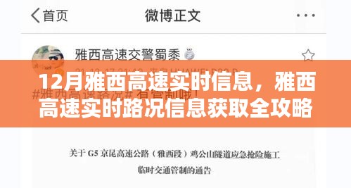 雅西高速實時路況信息全攻略，新手進階指南，十二月出行必備參考