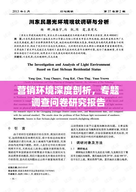 營銷環(huán)境深度剖析，專題調(diào)查問卷研究報告