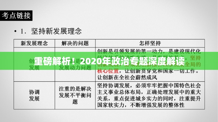 重磅解析！2020年政治專題深度解讀
