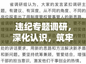 違紀專題調研，深化認識，筑牢防線，守護制度紅線