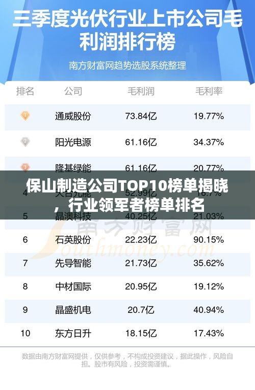 保山制造公司TOP10榜單揭曉，行業(yè)領軍者榜單排名
