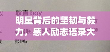 明星背后的堅韌與毅力，感人勵志語錄大揭秘！