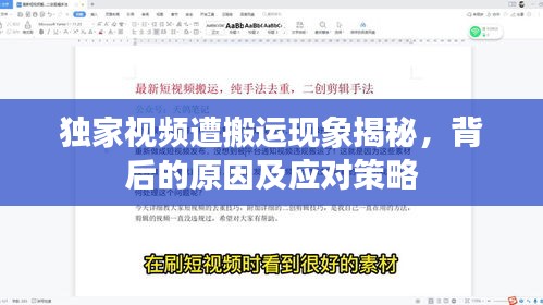 獨(dú)家視頻遭搬運(yùn)現(xiàn)象揭秘，背后的原因及應(yīng)對策略