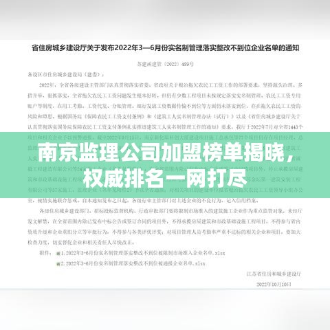南京監(jiān)理公司加盟榜單揭曉，權(quán)威排名一網(wǎng)打盡