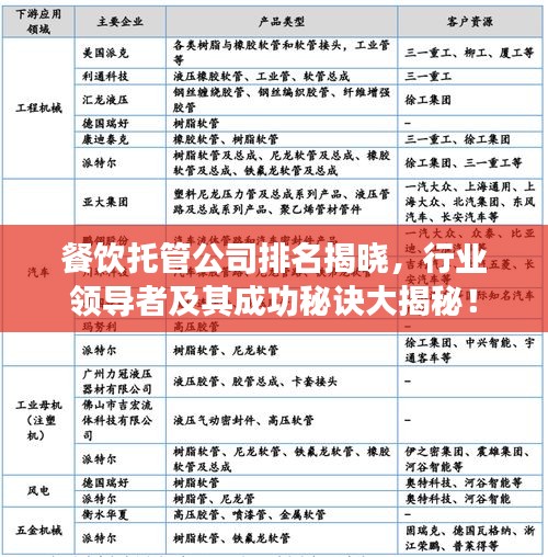 餐飲托管公司排名揭曉，行業(yè)領(lǐng)導(dǎo)者及其成功秘訣大揭秘！