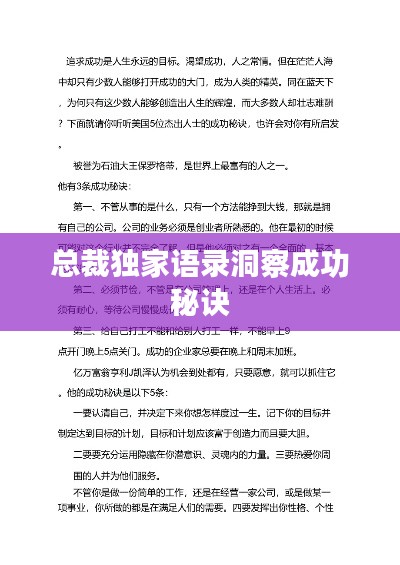 總裁獨(dú)家語錄洞察成功秘訣