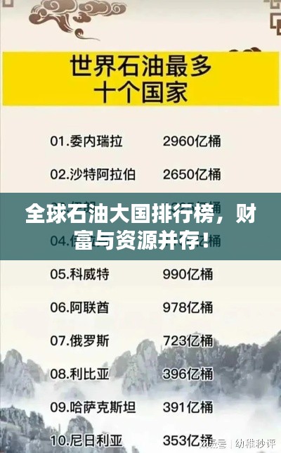 全球石油大國(guó)排行榜，財(cái)富與資源并存！