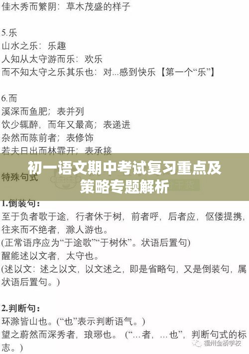 初一語(yǔ)文期中考試復(fù)習(xí)重點(diǎn)及策略專題解析