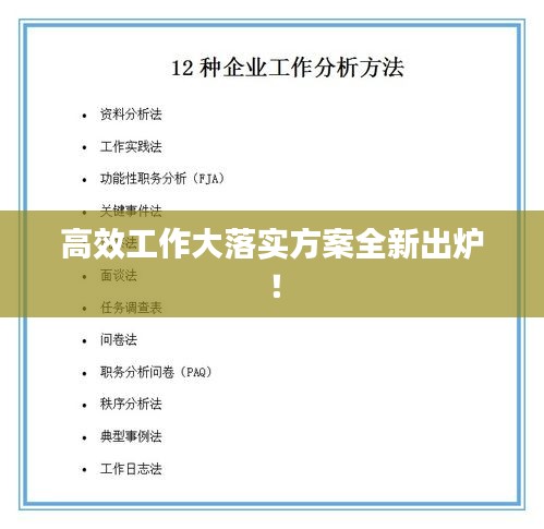 高效工作大落實(shí)方案全新出爐！