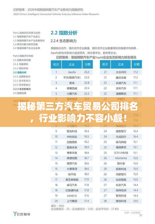 揭秘第三方汽車貿(mào)易公司排名，行業(yè)影響力不容小覷！