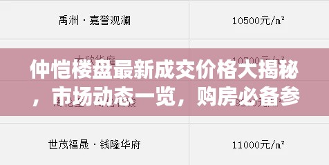 仲愷樓盤最新成交價(jià)格大揭秘，市場動(dòng)態(tài)一覽，購房必備參考