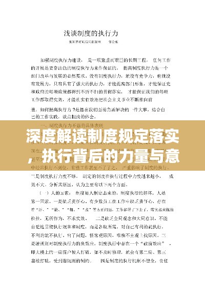 深度解讀制度規(guī)定落實，執(zhí)行背后的力量與意義