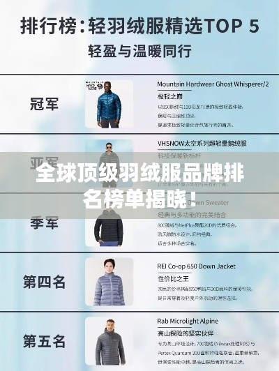 全球頂級羽絨服品牌排名榜單揭曉！